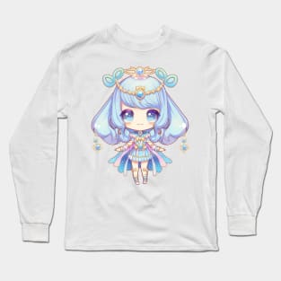 Pastel Jellyfish Girl Chibi Anime Art Long Sleeve T-Shirt